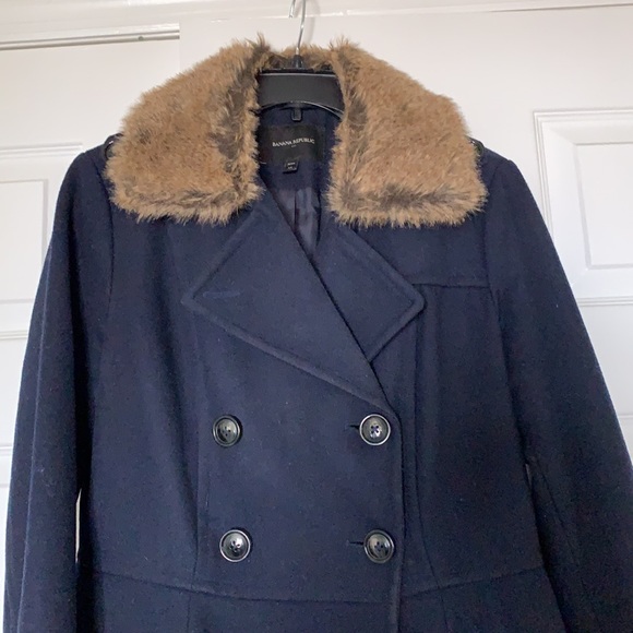 Navy banana republic wool coat size M - Picture 2 of 9